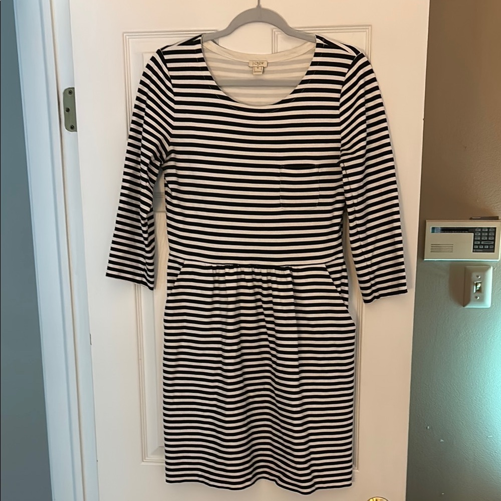 JCrew Black and White Striped Dress